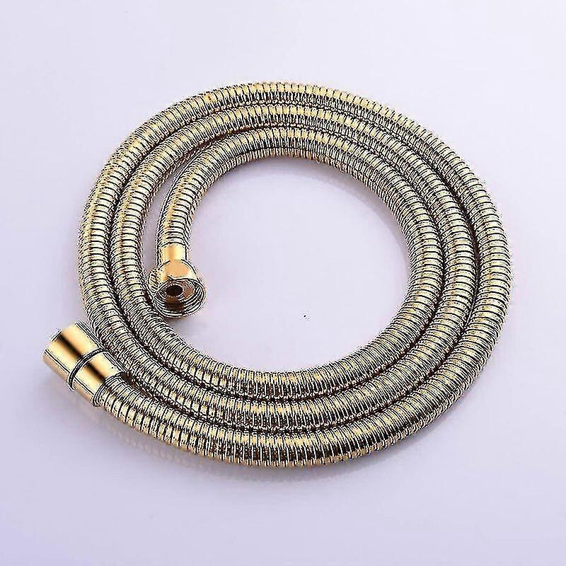 2m (78 polegadas) Mangueira de chuveiro de aço inoxidável flexível de ouro com conector de latão sólido