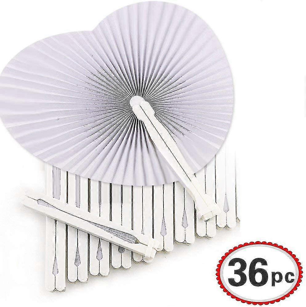 36 قطعة - الزفاف اليد مروحة ورقة مروحة على شكل قلب ورقة بيضاء مروحة قابلة للطي للضيوف هدايا حفل هدايا الزفاف