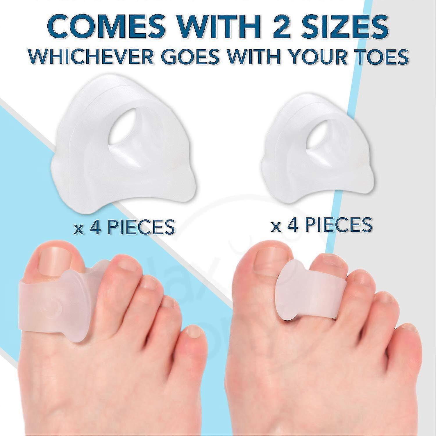 Anatomical Toe Separators, Straighteners & Spacers + 8 Pieces Individual Toe Spacers Bundle