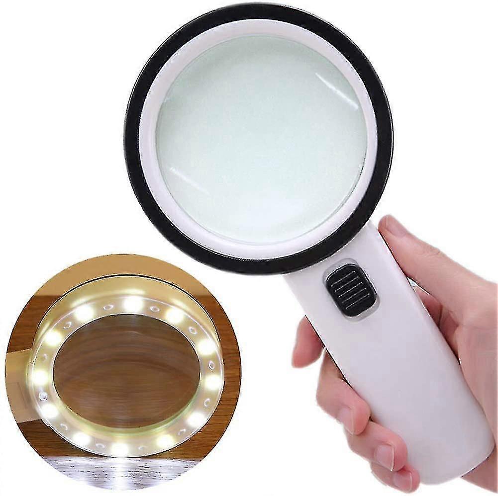 Magnifying Glass With Light,30x High Power Jumbo Lighted Magnifier Lens For Seniors Reading Small Pr