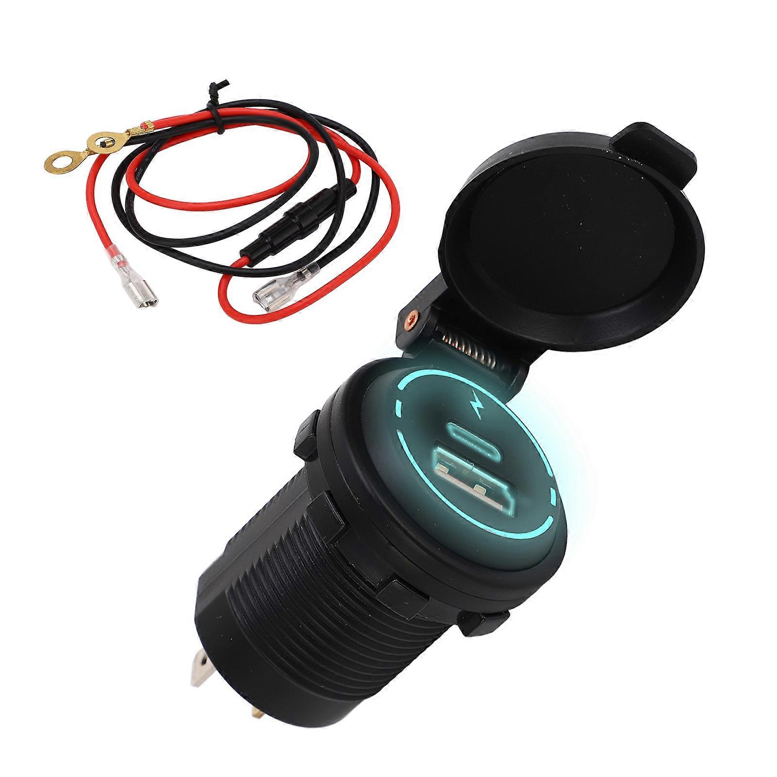 12V USB Charger PD Type QC 3.0 IP66 Waterproof Fast Charging Intelligent Identification for Motorcycle Boat RV ATV