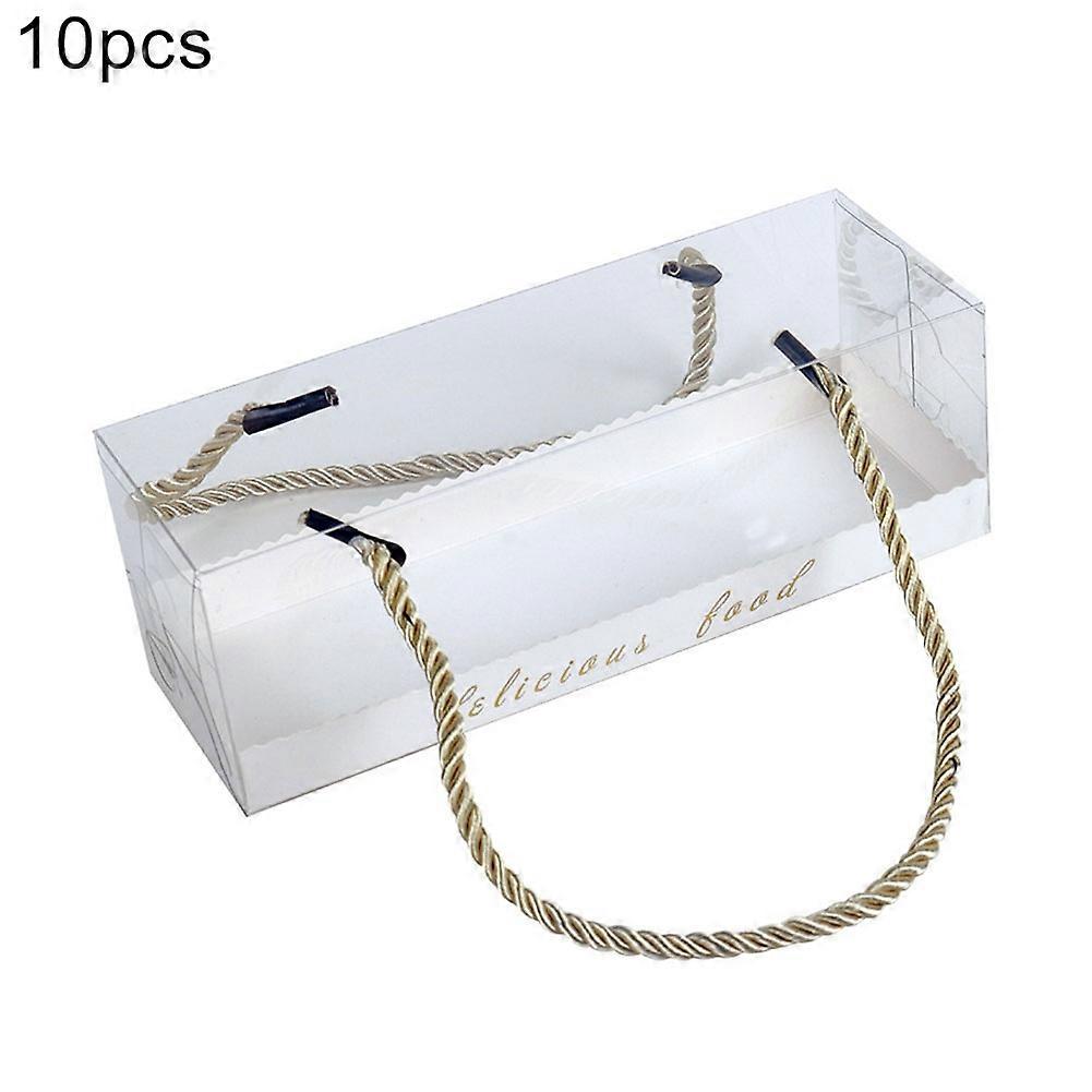 10Pcs Transparent Cake Swiss Roll Boxes PET Packaging Dessert Container Holder KAESI