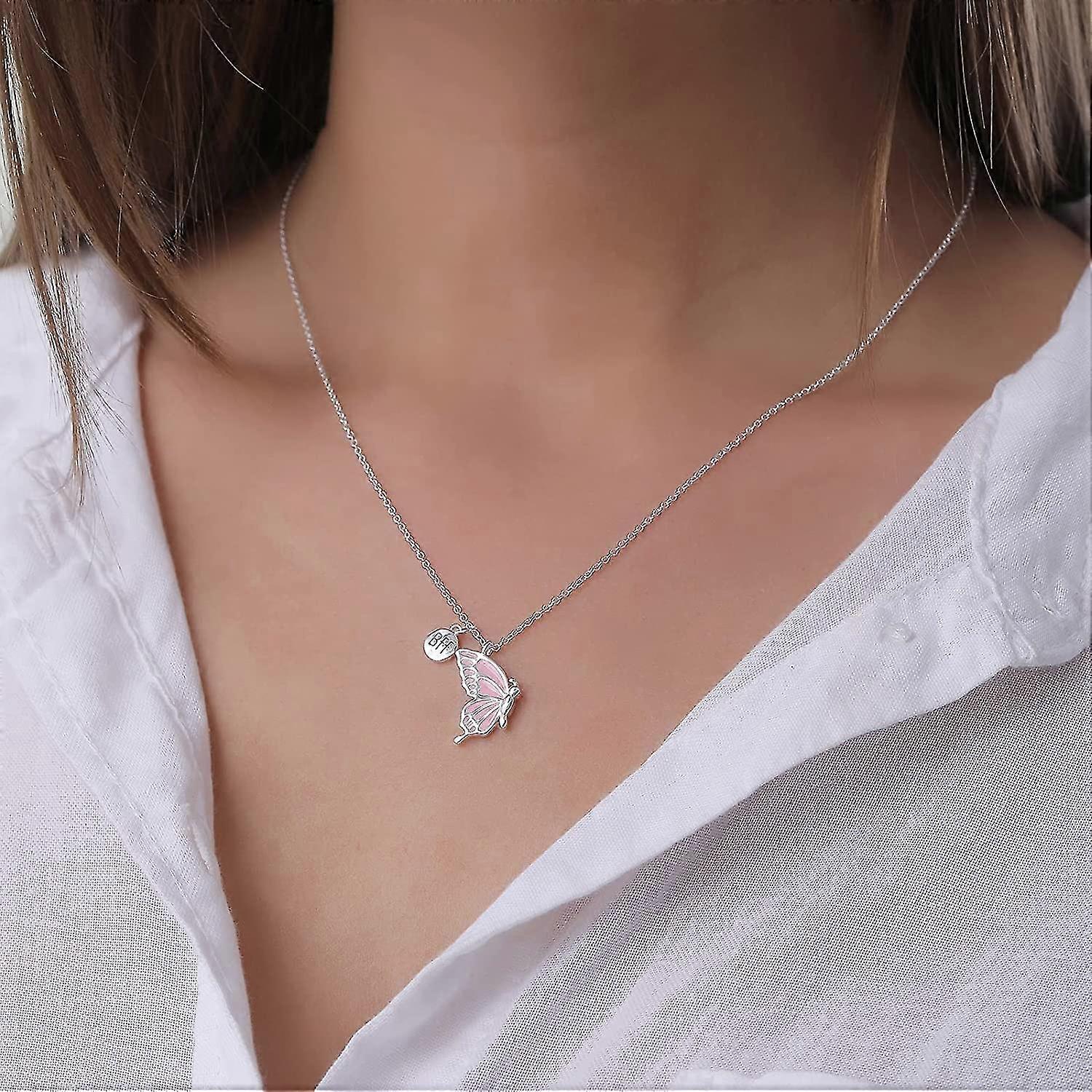 Smalto Farfalla Bff Collane Per 2, Collana Amicizia Per Il Migliore Amico Regalo di Compleanno Argento | IT