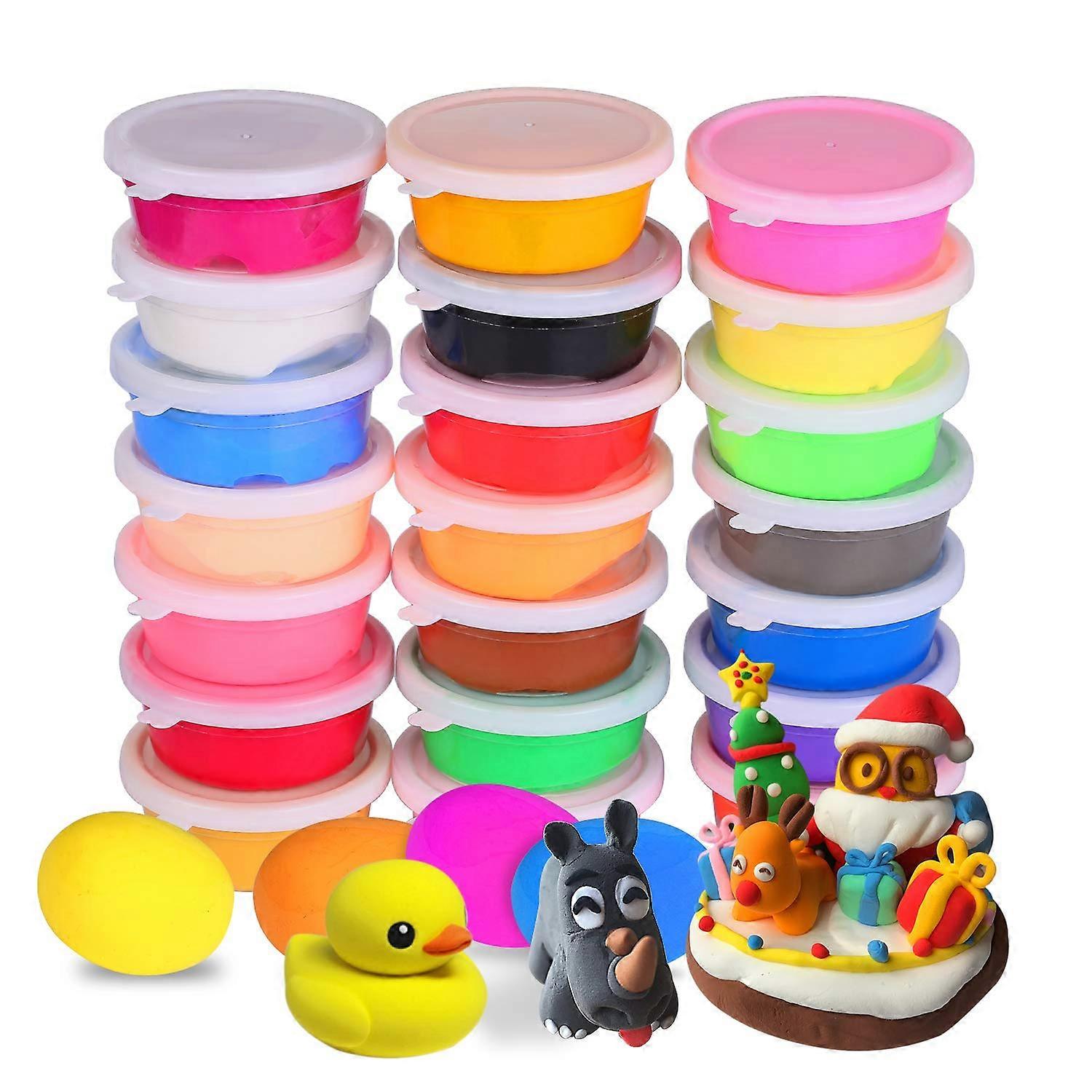 24 Colors Air Drying Clay Ultra Light Modelling Clay Soft Clay Set with Modelling Tool DIY Educational Creative Gift for Kids