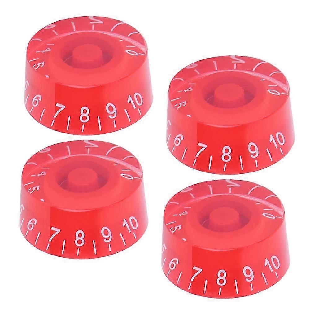 4 قطع الاكريليك باس المقابض الكهربائية الغيتار التحكم في مستوى الصوت الجهد قبعة اكسسوارات الغيتارالأبيض على الأحمر