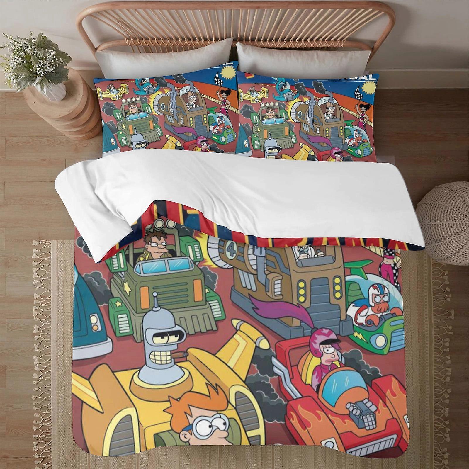 v6122 Povlečení Ložní prádlo Futurama 3-dílná sada povlečení1 povlak na přikrývku +2 povlaky na polštáře pro děti Chlapci Dívky Dospělý Kreslený Teplý Roztomilý Módní Dovolená Dárek