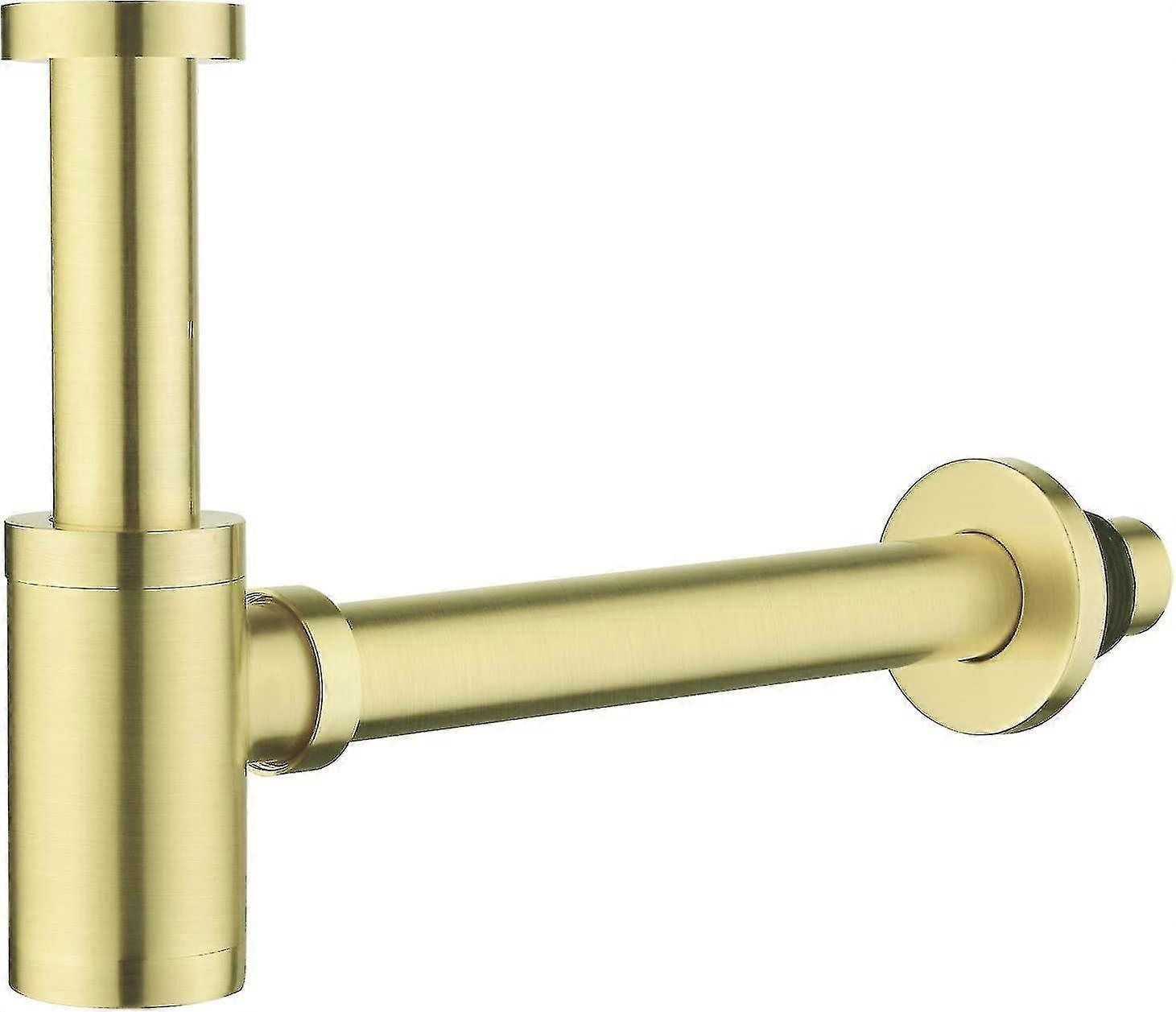 Design Siphon, Universal Design Siphon For Washbasin And Washbasin, Bathroom Drain Fitting, Bottle Siphon 1 1/4 X 32mm, Round Odor Trap, Brushed, Brus