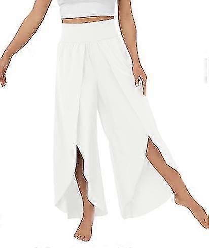 المرأة واسعة الساق السراويل، ارتفاع الخصر اليوغا السراويل مع الشقوق، عارضة الشاطئ الشاطئ بالازو السراويل للنساء