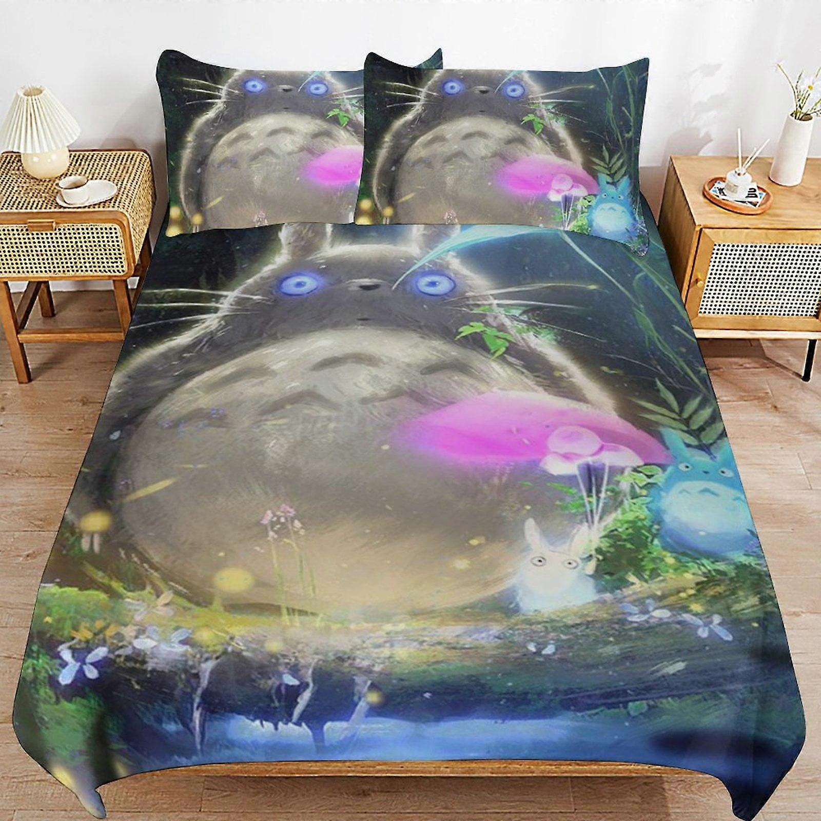 Bedding set GD250 Totoro Comforter Set 3 Pieces Quilt Cover Set Soft Bedding Sets for All Seasons (1 Comforter 2 Pillowcases) HZ250