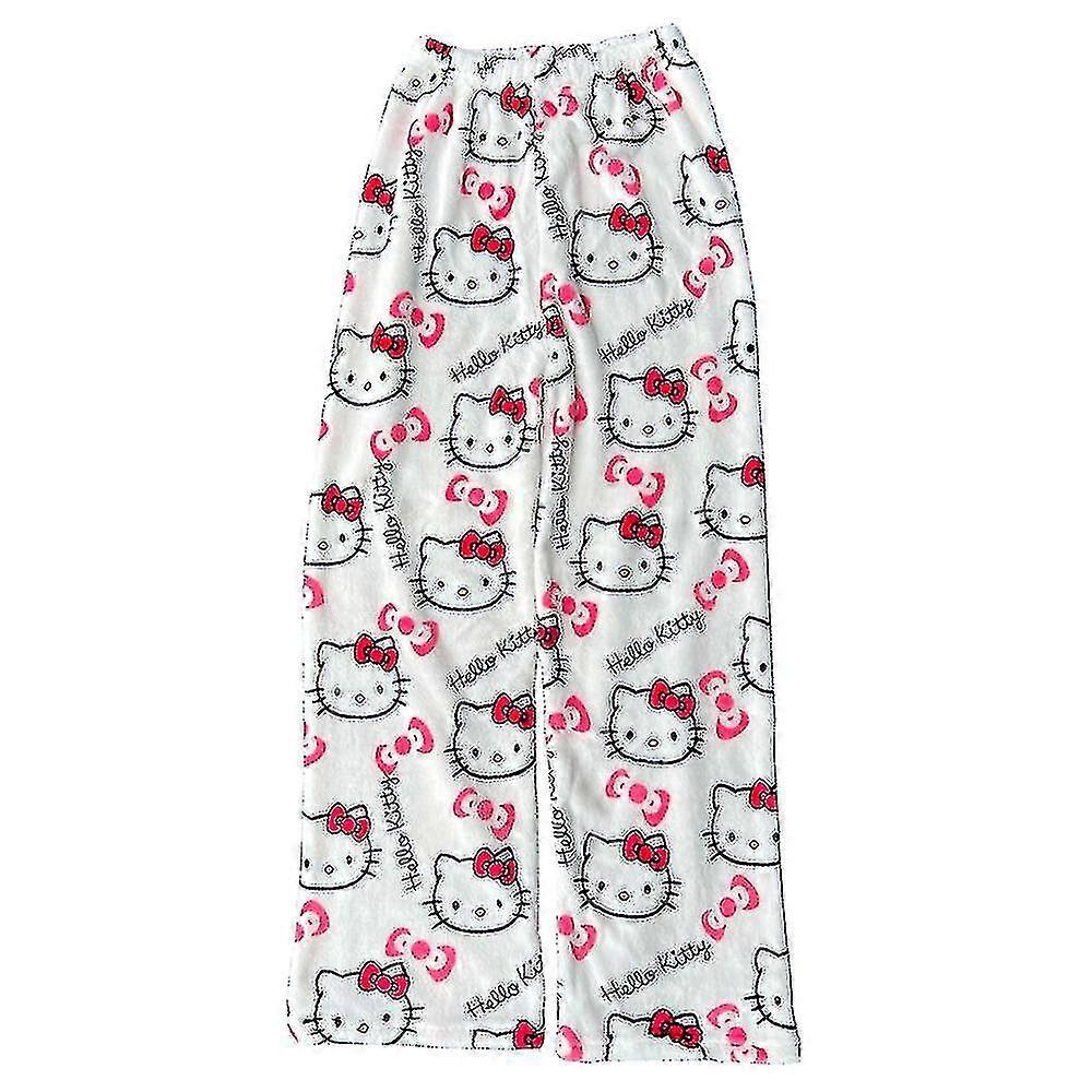 Halloween Sanrio Hej Kitty Pyjamas Byxor Unisex Höst Vinter Varm Flanell Sovkläder Trendig Pumpa Y2k Tecknad Hem Kläder