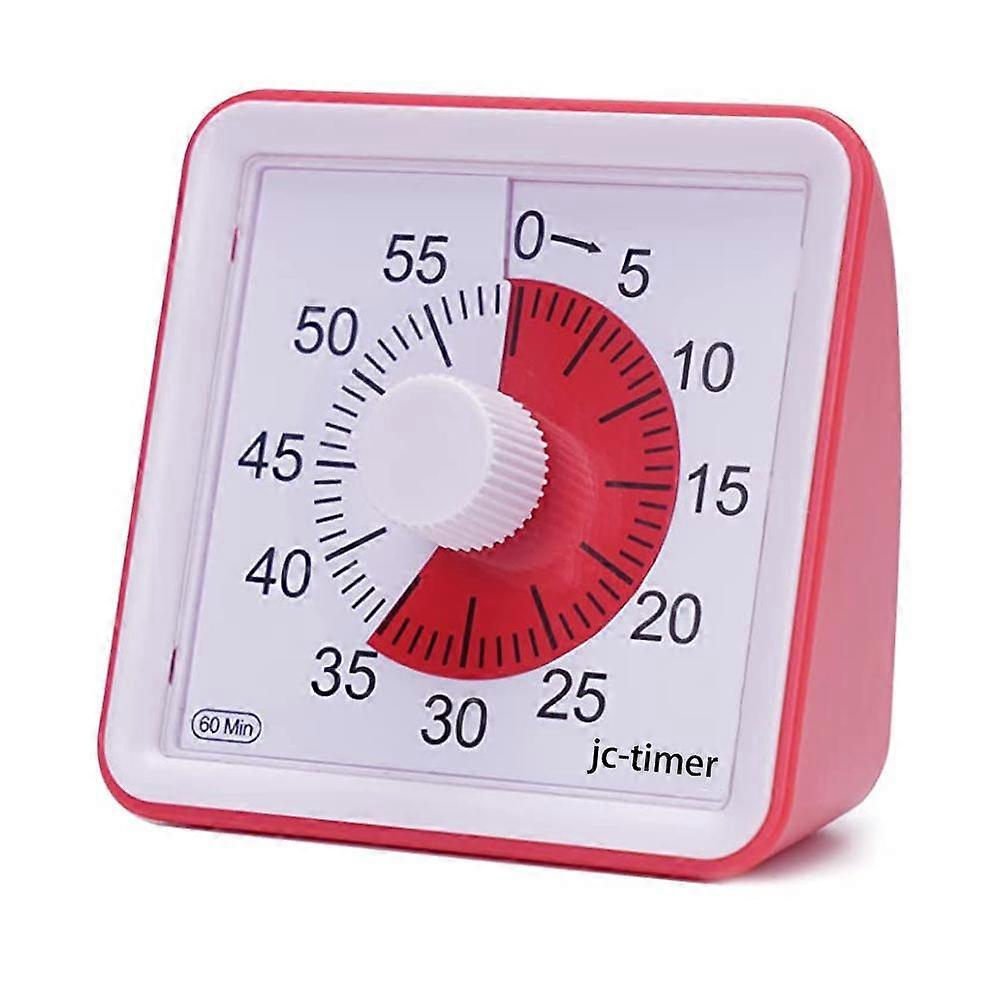 Visual Analog Timer, Silent Countdown, Time Management Tool for Kids and Adults, Visual Timer Student Learning Alarm Clock Kitchen Timer(Red)