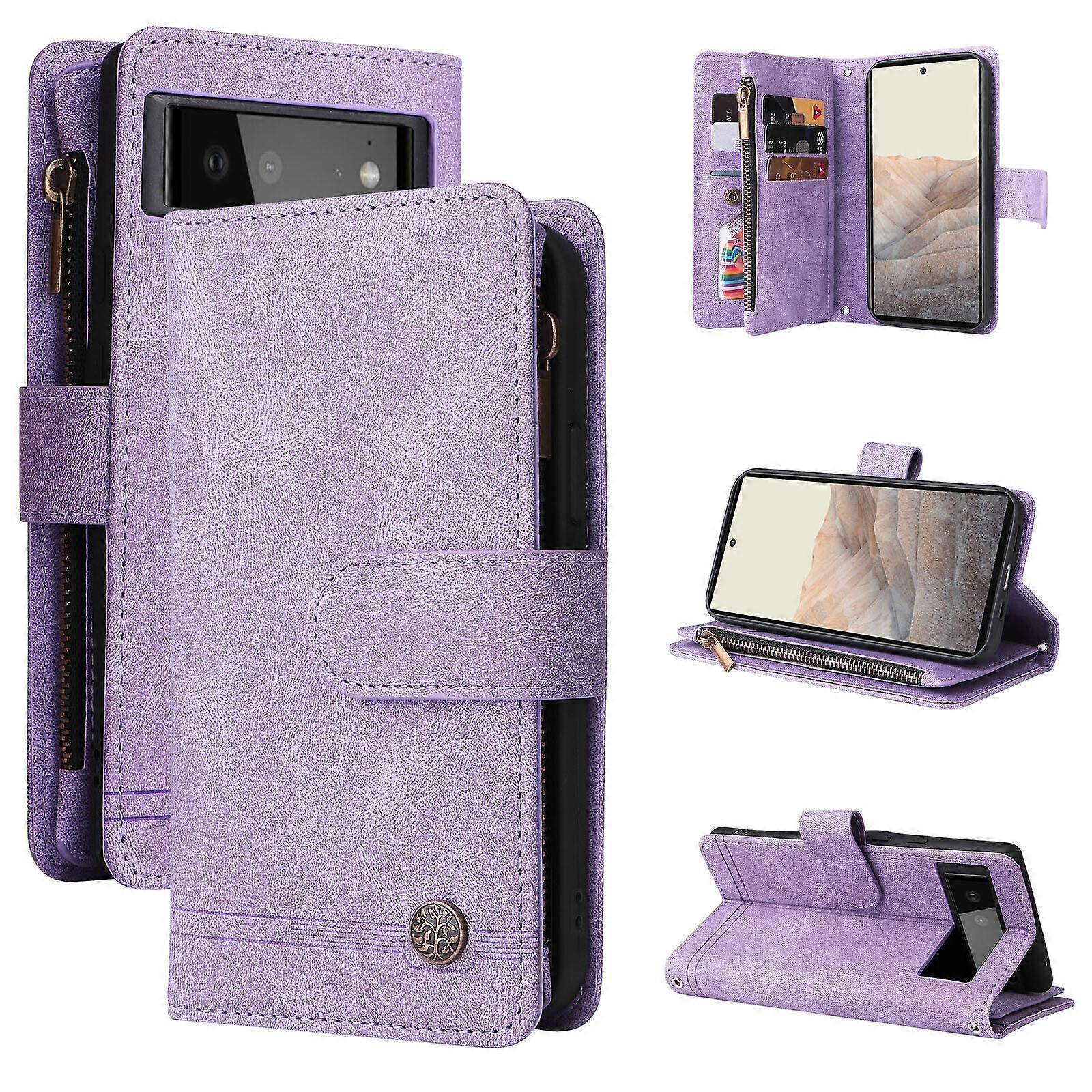 Case for Google Pixel 6 Pro 5G Leather Flip Folio Case with Credit Card Holder Money Pocket Magnetic Buttons Wallet Case Kickstand Shockproof Protecti