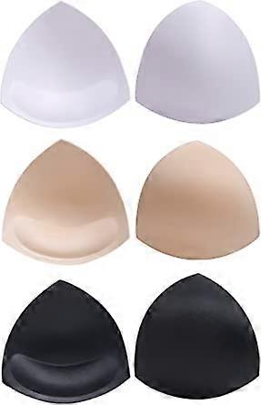 Triangle Bra Inserts Push Up Bra Insert, 3 Colors(Black/White/Beige), Triangular Shape, 3 Pairs 12.5 x 12.5 cm