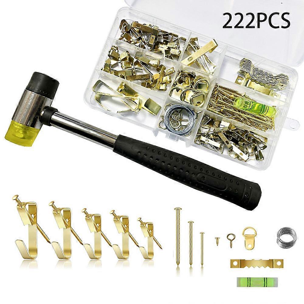 222pcs Picture Frame Hook No Nail Traces Wall Hook Accessories, Frame Hanger Kit, Picture Frame Hanging Tool, Heavy Duty Hanging Accessories