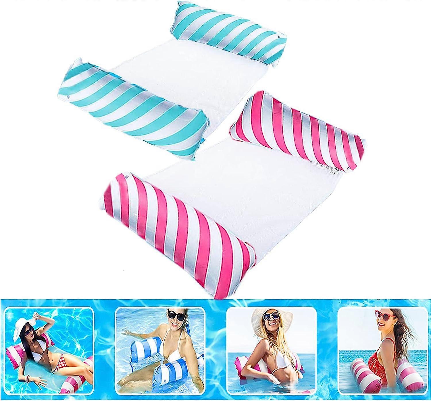 2Pcs Multi Purpose Floating Hammock,Foldable Water Hammock Floating,4-in-1 Inflatable Pool Hammock,Inflatable Floating Pool Hammock for Adults Summer