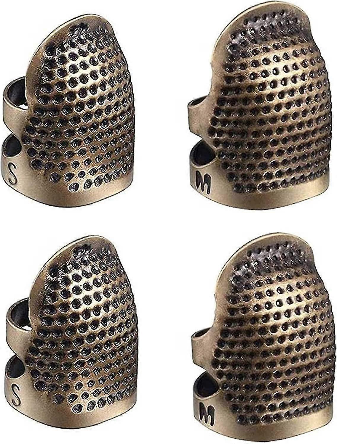4pcs Sewing Thimbles, Metal Copper Sewing Thimbles Finger Protector, Two Sizes 4pcs