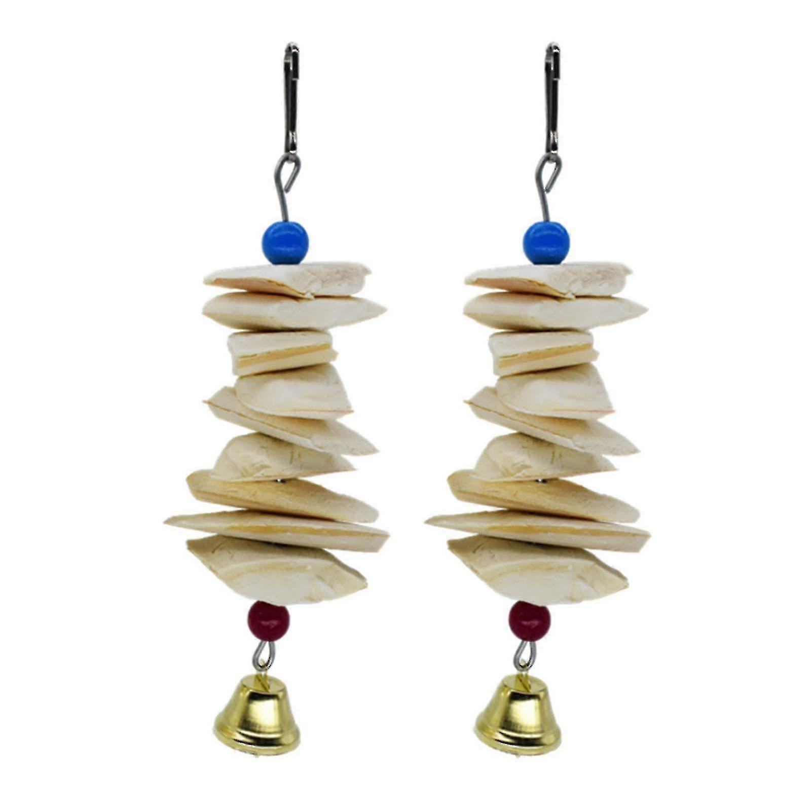 2pcs Bird Cuttlebone Chew Toy Cuttlefish Bones Cage Hanging Parrottoys Set