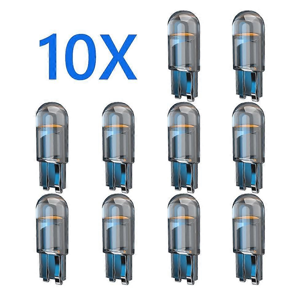 10x Newest W5W Led T10 Car Light COB Glass 6000K White Auto Automobiles License Plate Lamp Dome Read DRL Bulb Style 12V