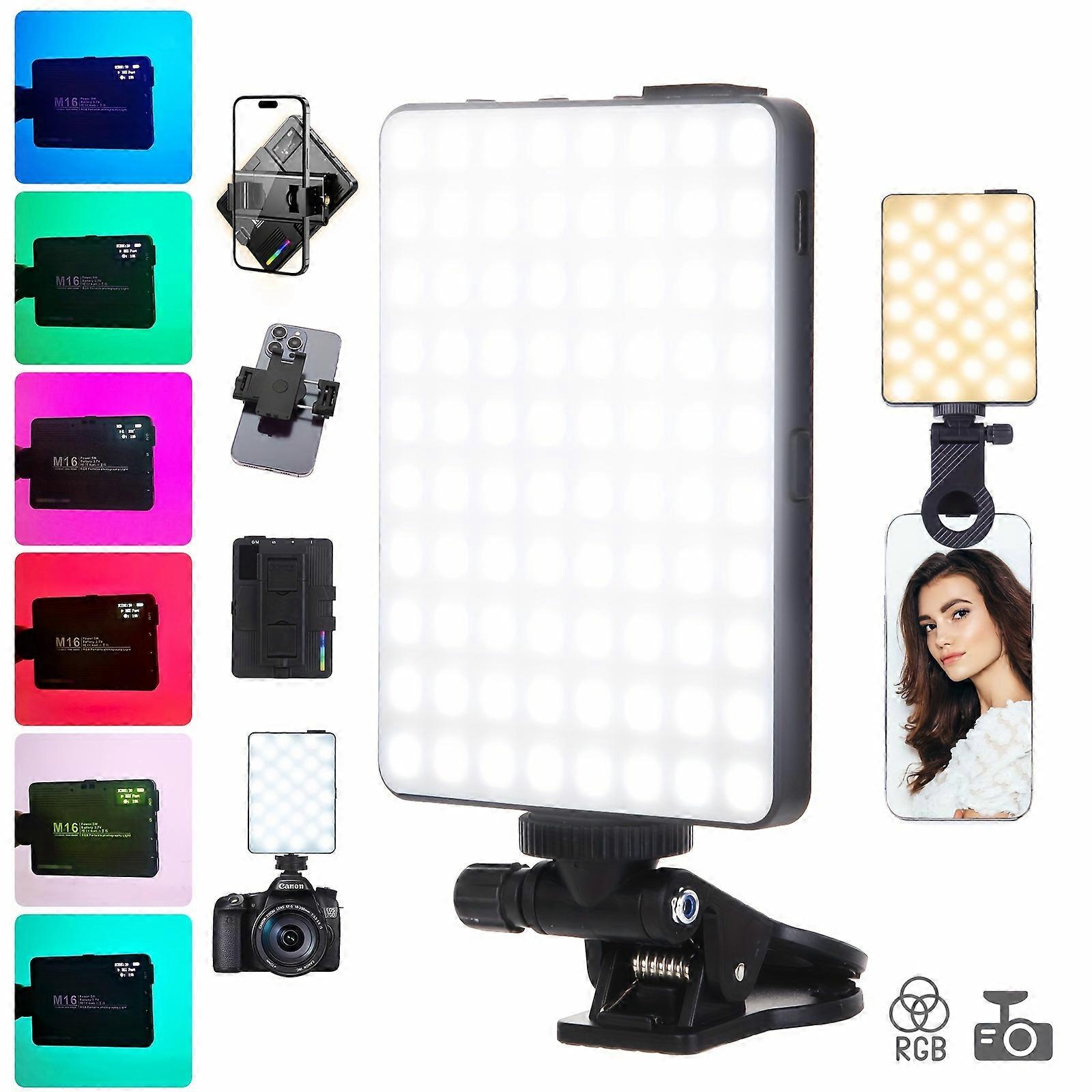 RGB Selfie Light 94 LED 3000-9900K Dimmable, 360 Full Color Clip On Light 20 Scene Modes Phone Flashing Light Camera Light for Zoom Meetings Live Stre