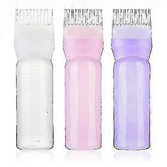 3pcs Root Comb Applicator Bottle Empty Hair Dye Bottle Dispensing Refillable Hair Coloring Dyeing Bottles Hairdressing Styling Tool For Salon Cleaning