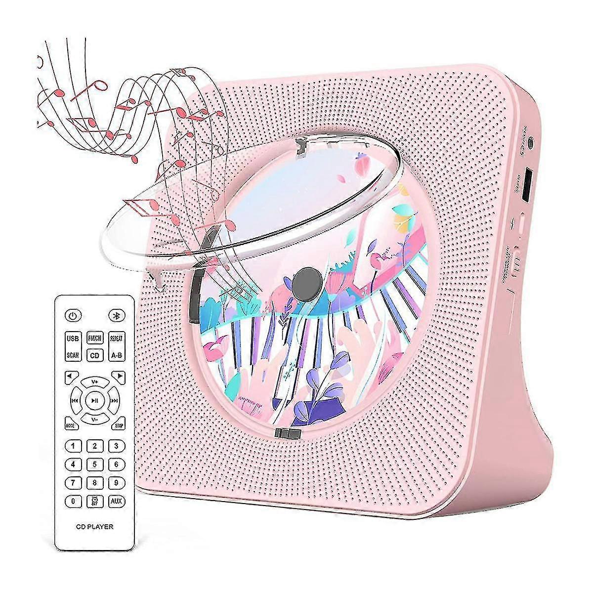 Portable Bluetooth 5.0 Cd Player, Hifi Sound Speaker, Rechargeable Cd Music Player With Remote Cont