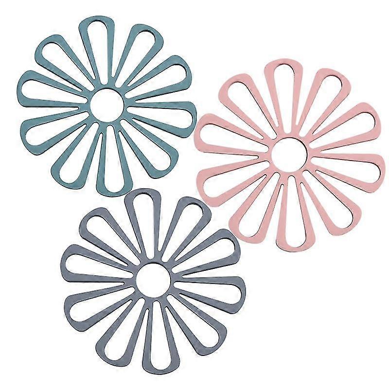 سيليكون الجدول حصيرة العزل الحراري على شكل زهرة جوفاء المطبخ وعاء حصيرة كوستر (3PCS)