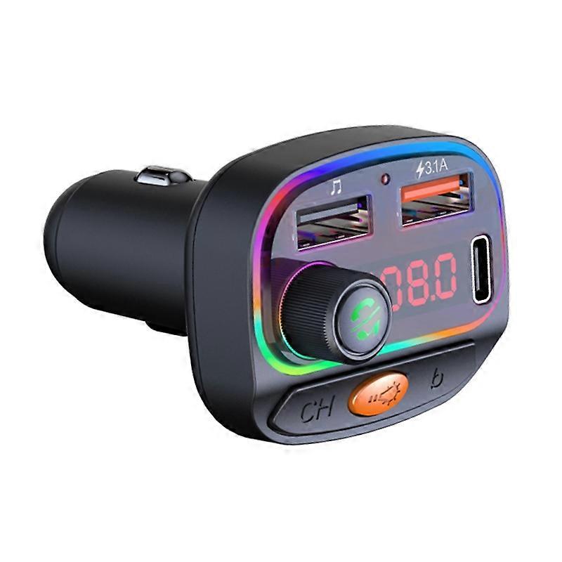Car Dual 3.1A+Type-C USB Charger Bluetooth FM Transmitter