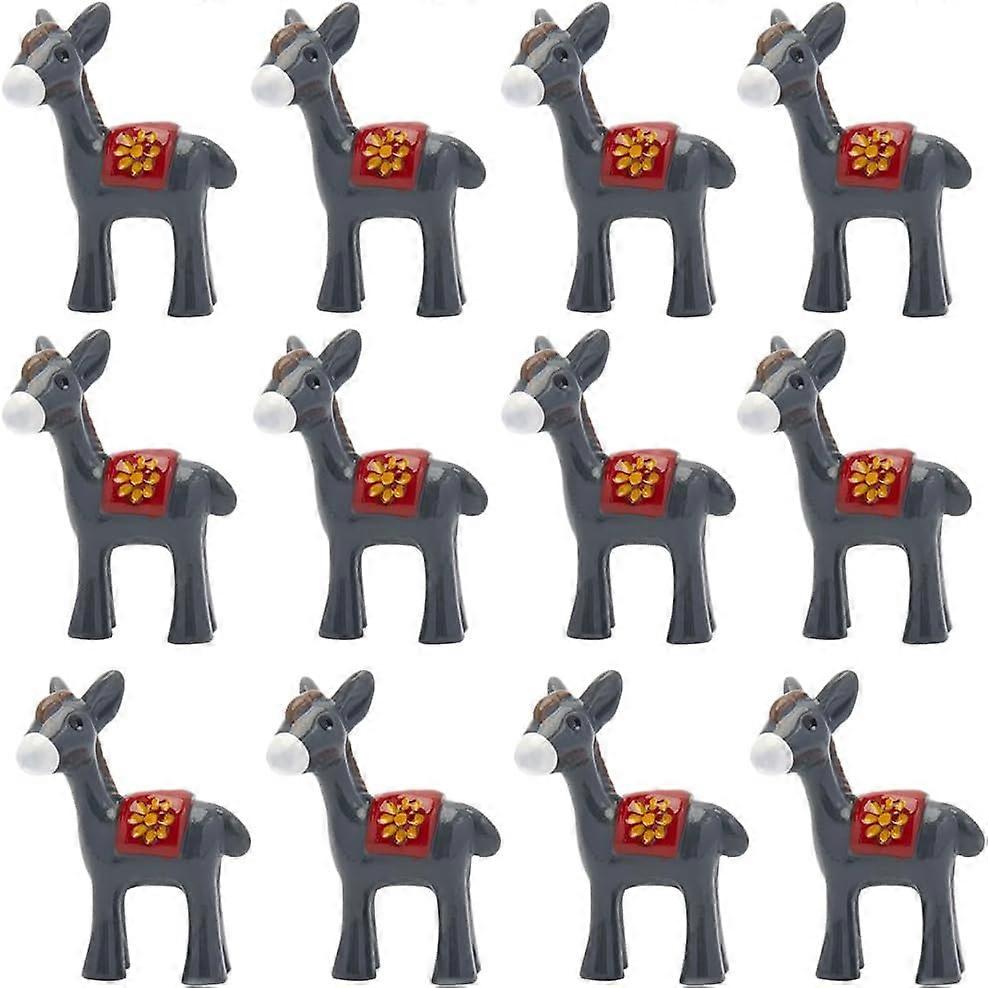 Resin Donkey Figurines Micro Landscape Decoration Slate Gray 31x31mm