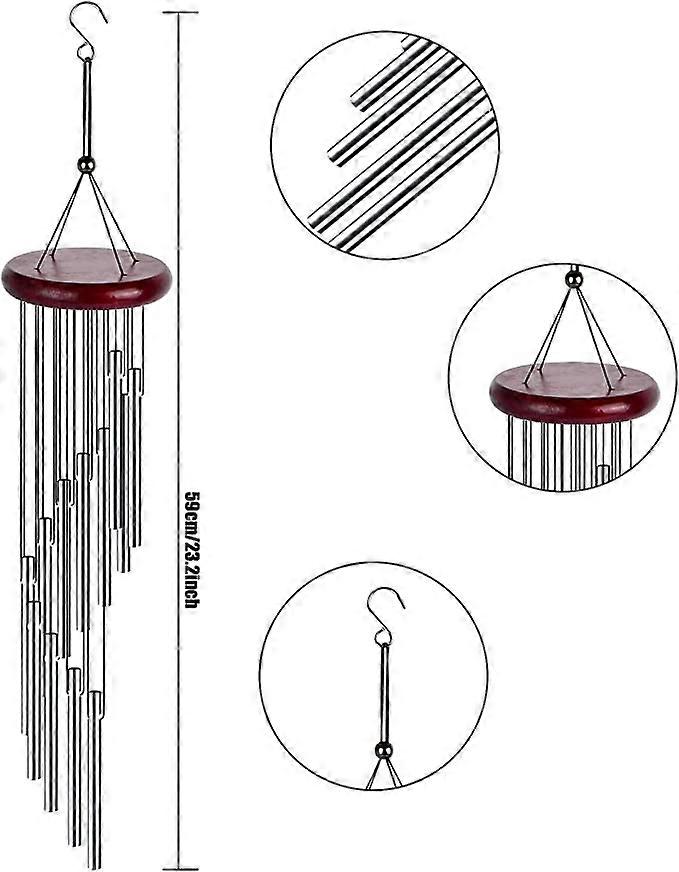 Carillon éolien Cheval En Métal Bronze Rouge - 90 Cm Avec 4 Tubes Et 7 Chevaux - Décoration Extérieure Jardin Terrasse