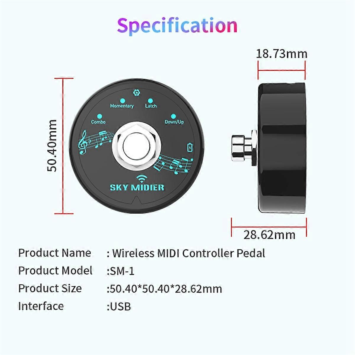 Bezprzewodowy kontroler MIDI Bluetooth 5.1 Akumulator Przenośny kontroler nożny MIDI Pedał Bezprzewodowy system MIDI