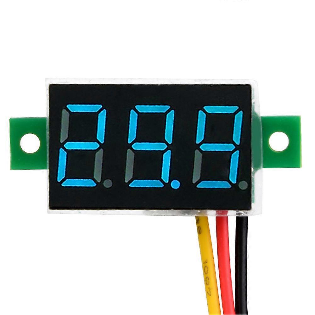 4pcs Digital Voltmeter 0.36inch Three Wire 0-100V LED Display Voltage Meter Waterproof (Blue)