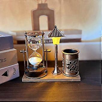 Creative antique sand street lamp pen holder white hourglass color changing night light decoration