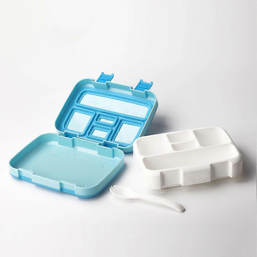 Bento box with 5 compartments, BPA-free plastic snack box for kids and toddlers, food storage container for adults with leak-proof silicone lid. Perfe