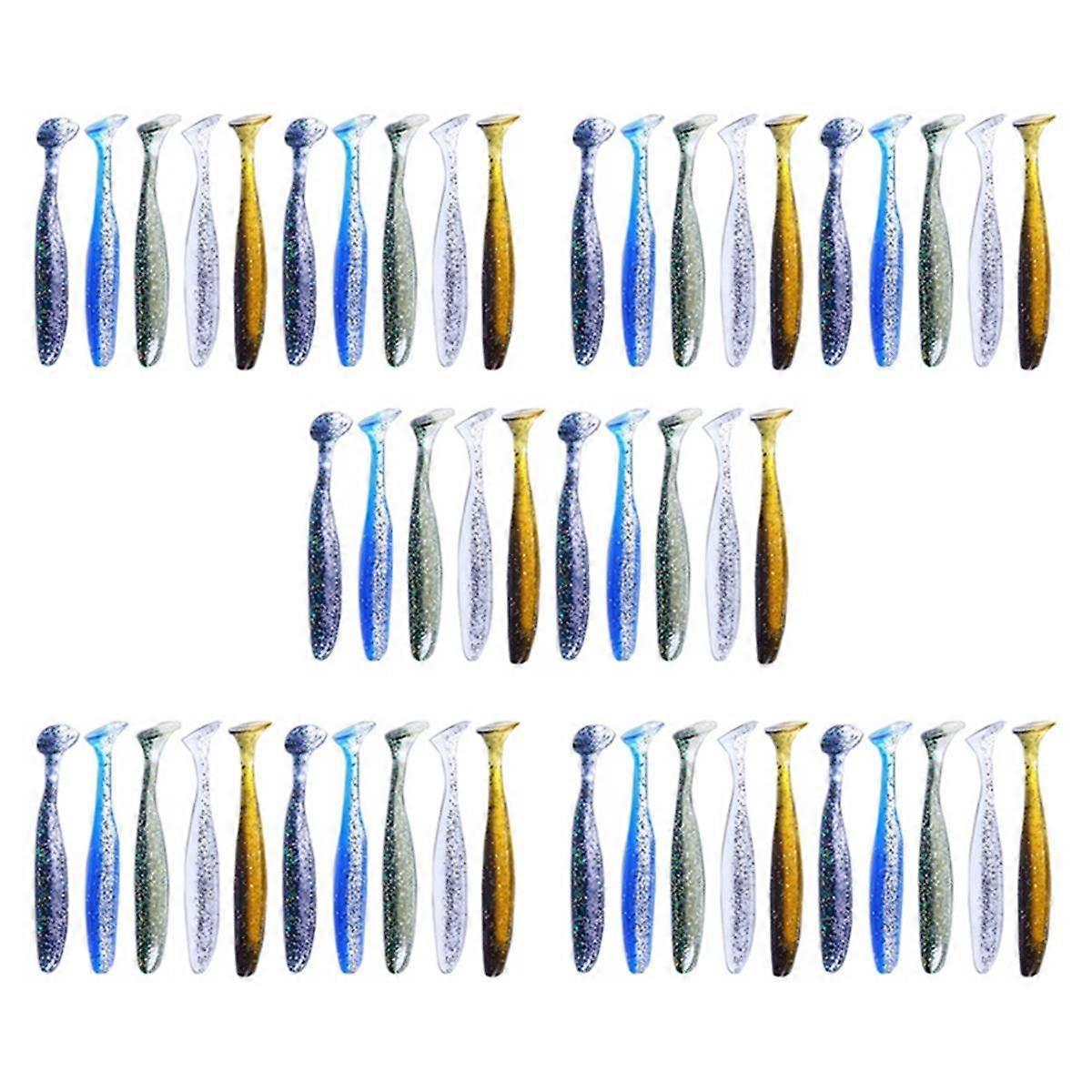 50Pcs weicher Köder Silikonköder Wobbler Angeln Köder Seewurm Schwimmköder Streamer Silikonköder Angelzubehör 5cm