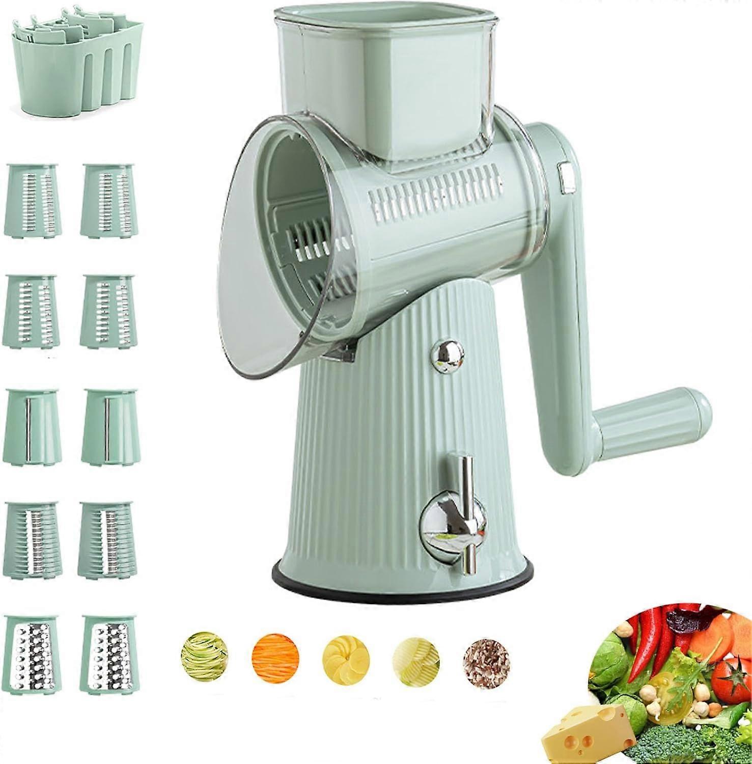 Rotary Graters With Handle 5 In 1 Gourmets Cheese Graters Vegetables Slicers Manual Food Slicers With 5 Sets Replaceable Stainless Blades