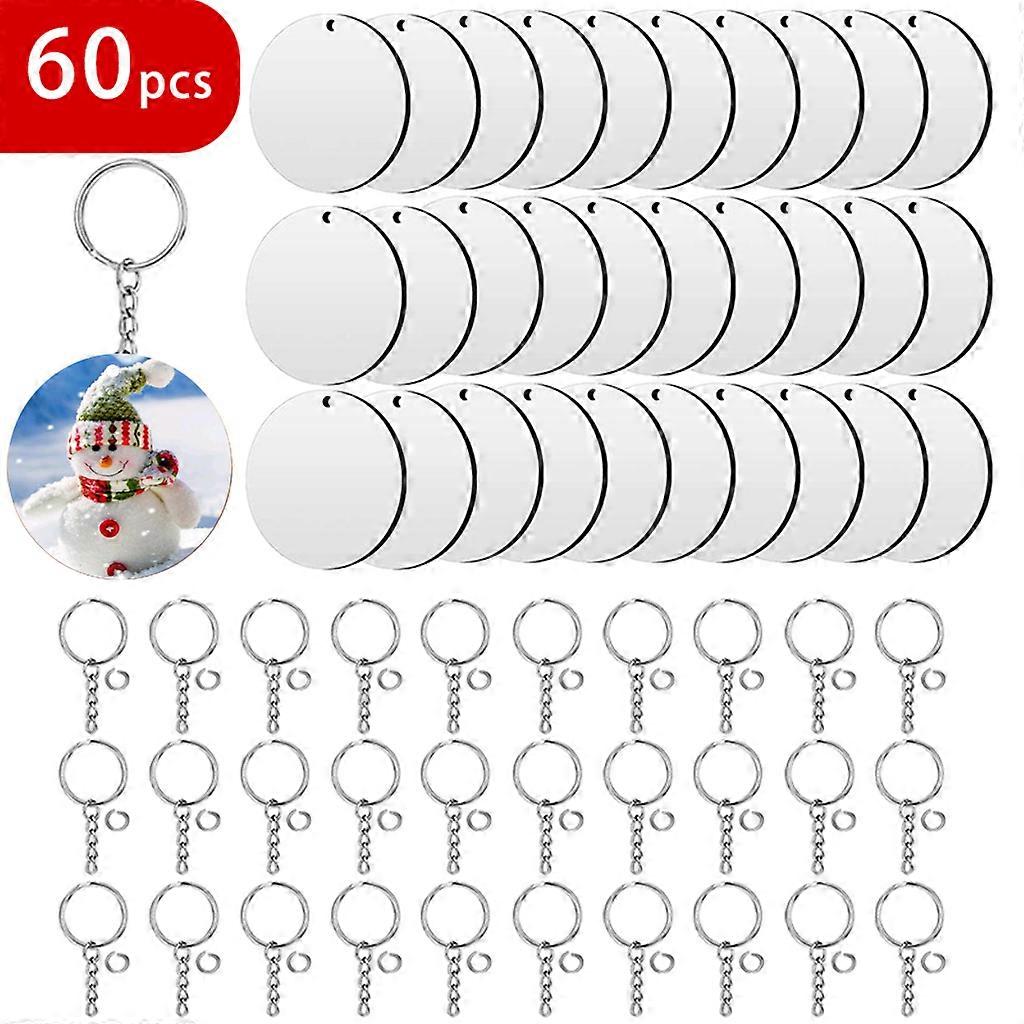 60 Pieces Clear Round MDF Keychain Blanks