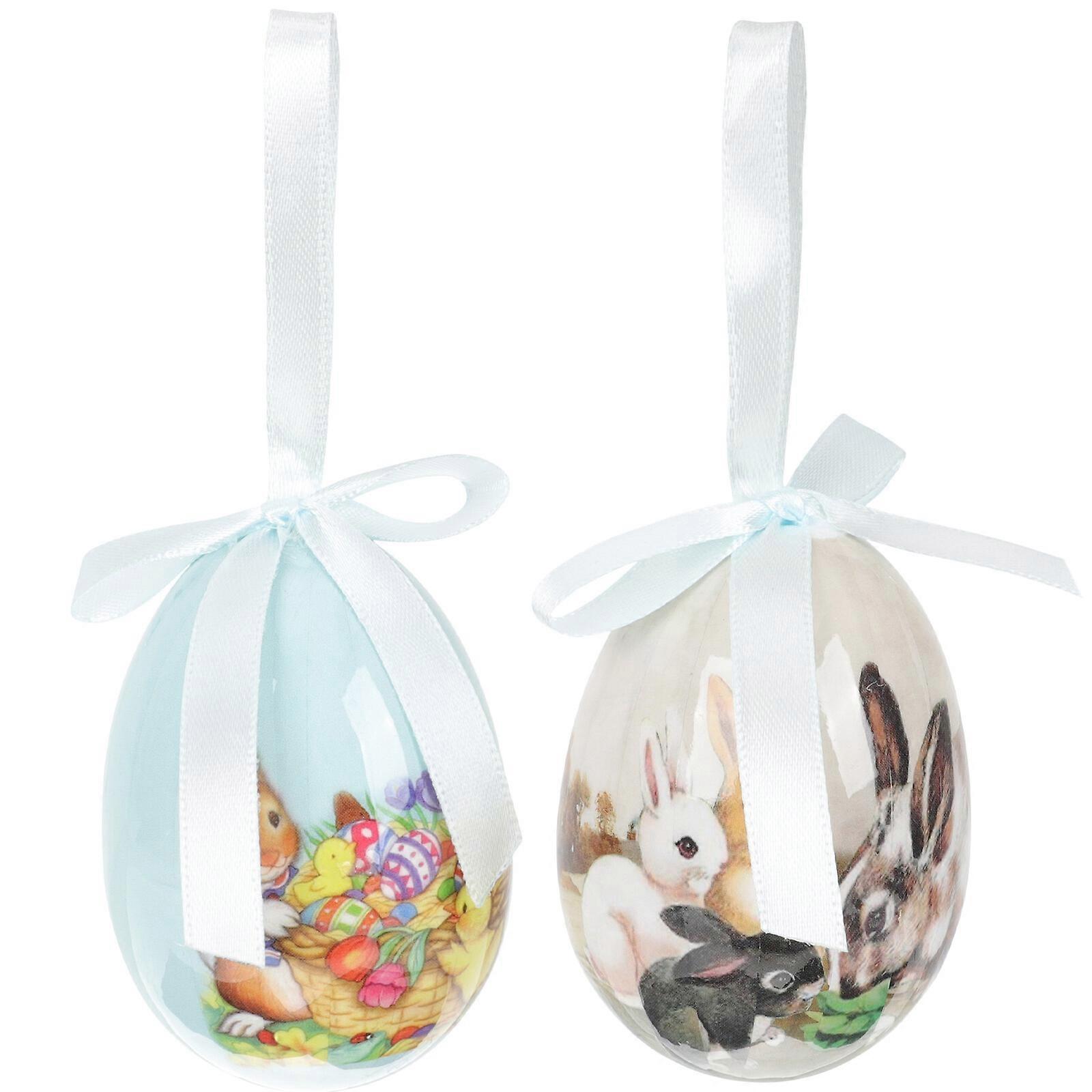 2pcs Easter Egg Hanging Ornaments Easter Hanging Eggs Easter Decorations Colorful Decorative Eggs