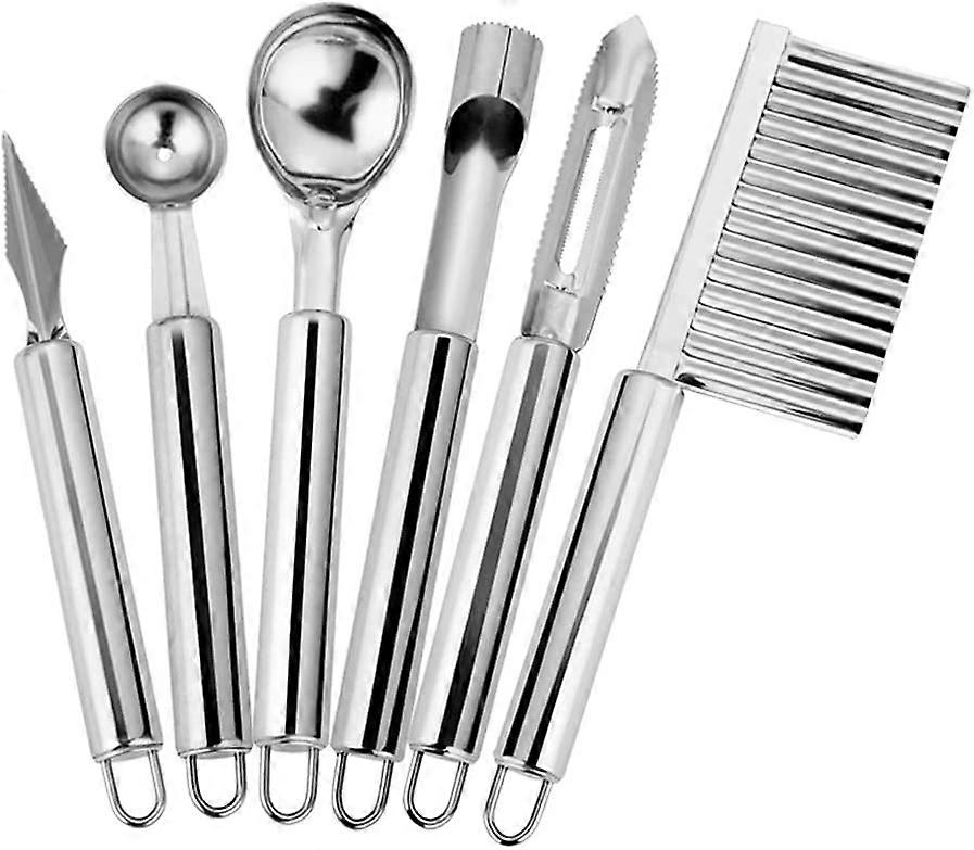 6pcs σετ εργαλείων φρούτων, μαχαίρι σκάλισμα φρούτων, ανοξείδωτο χάλυβα DIY φρουτοσαλάτα κουζίνα Gadgets - ίδια