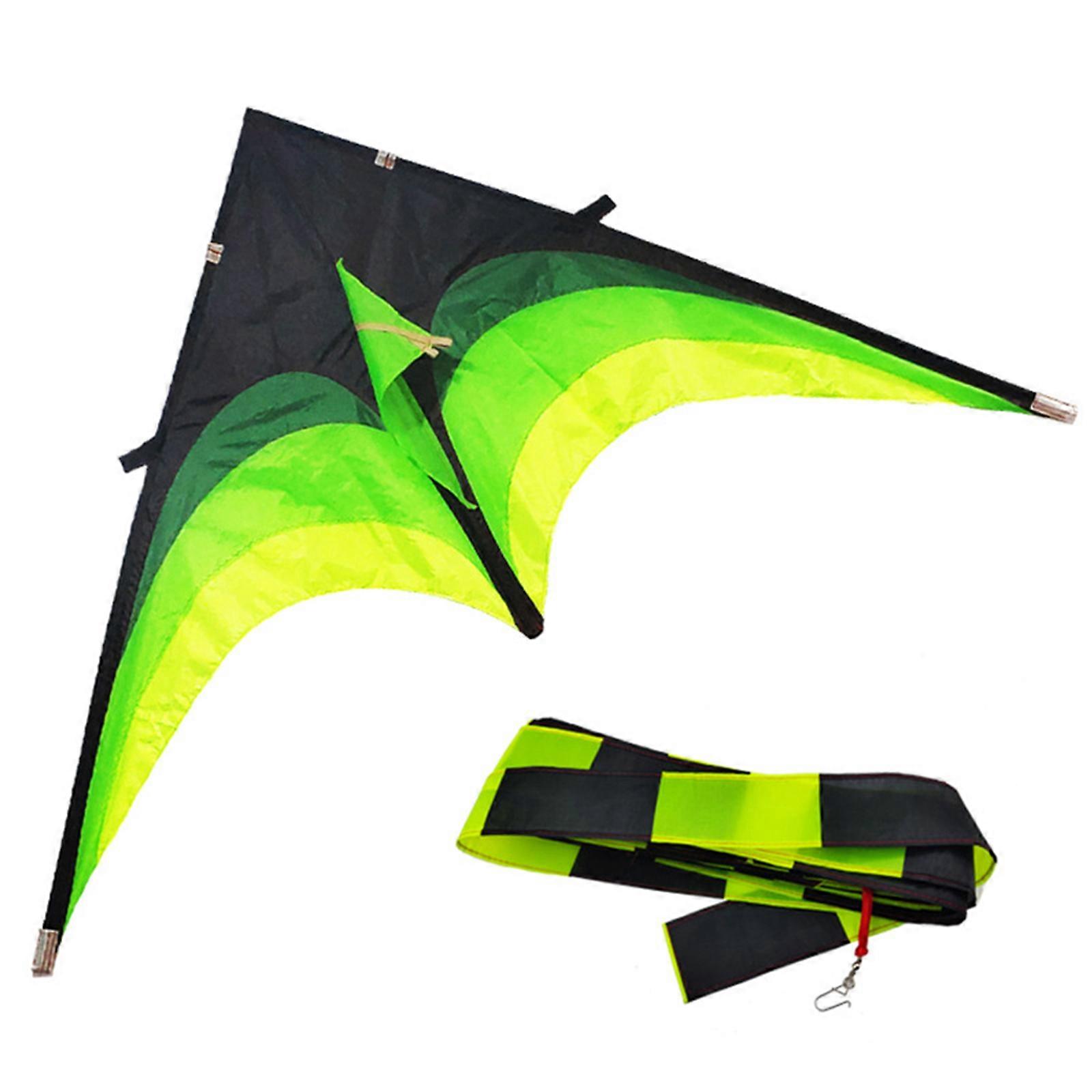 Triangular Kite Classic 2M with Long Tail for Sports and Fun - Checkered Cloth Design