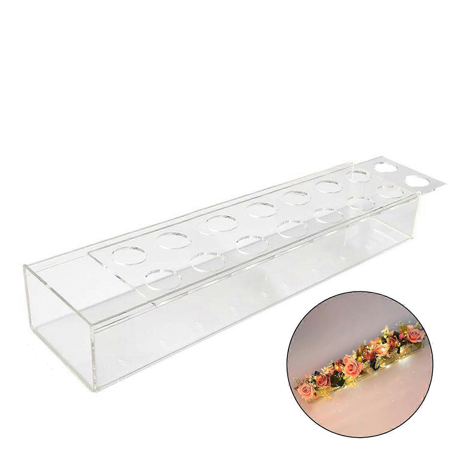 15%OFF Clear Acrylic Flower Vase Rectangular Floral Centerpiece for Dining Table Flower Vase Clear Acrylic Long Rectangular Clear (with Light