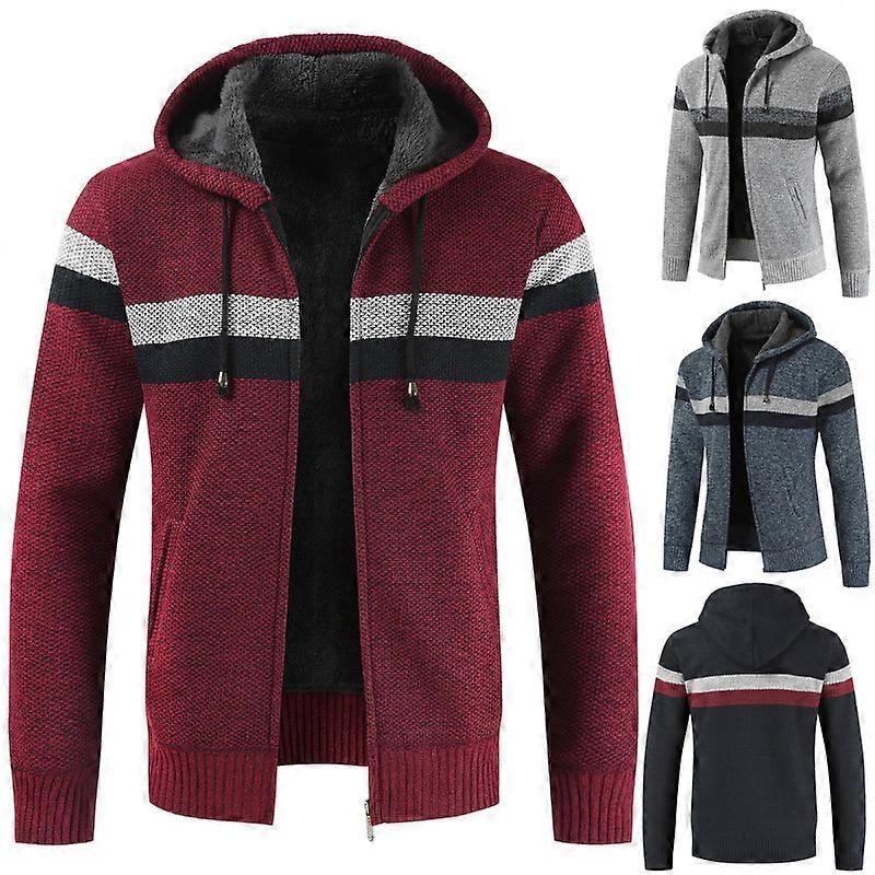 Herren Kapuzenpullover Samt Verdickte Strickjacke