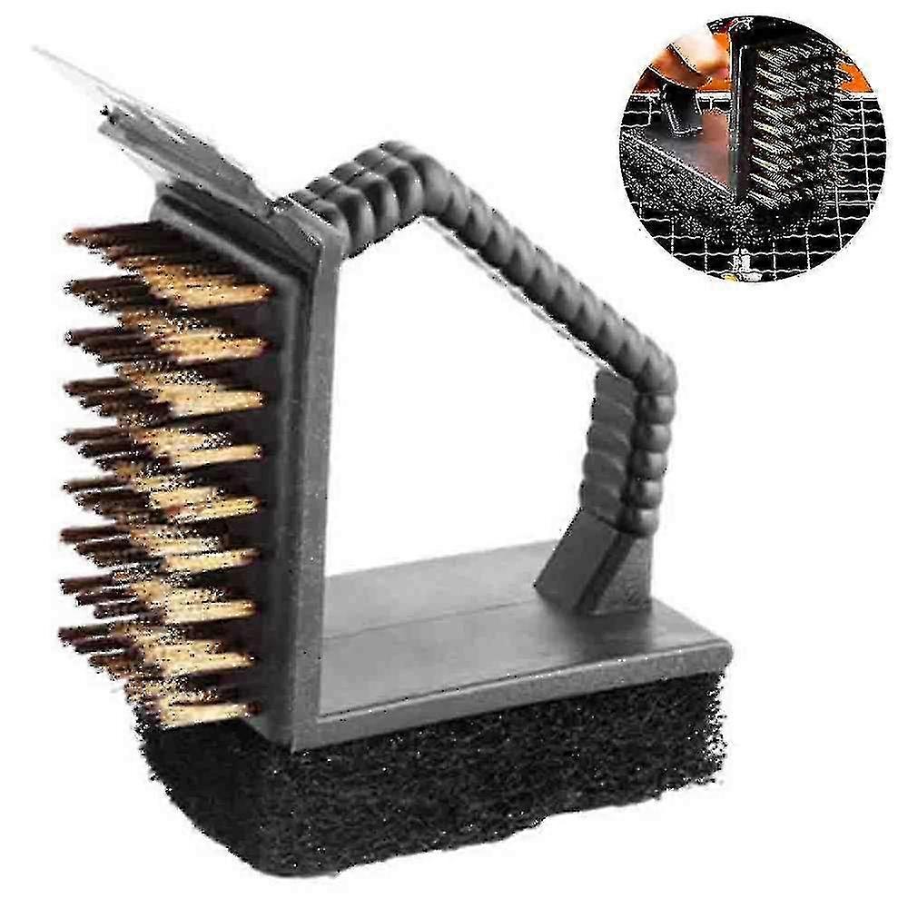 Barbecue Grill Brush And Scraper Extended, Large Wooden Handle And Replaceable Stainless Steel Bristles Head Safe, No Scratch Cleaning - Best For An