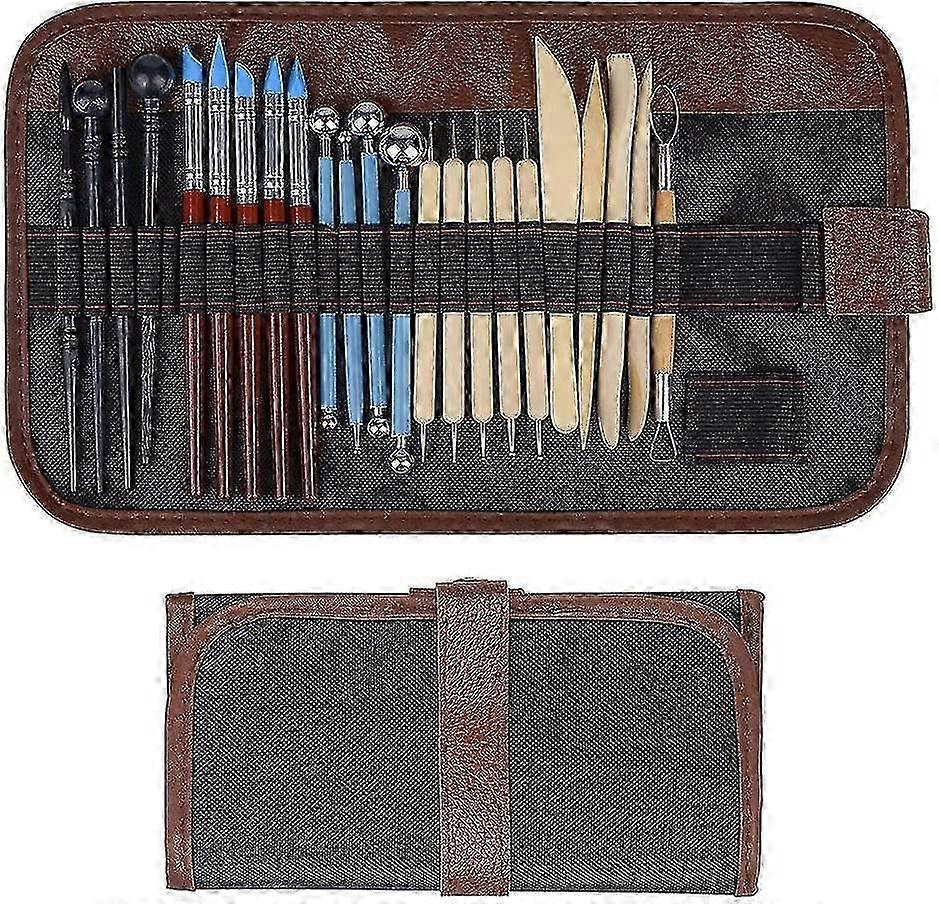 Clay Sculpting Art Tools Kit 24 Pcs Pottery Clay Sculpting Tools With A Storage Bag Ball Stylus Dotting Tools