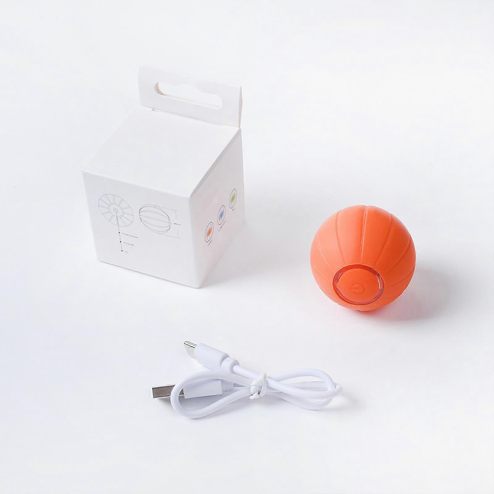 Interactive Smart Cat Toy Ball, Bouncing Silicone Ball for Cats, Orange