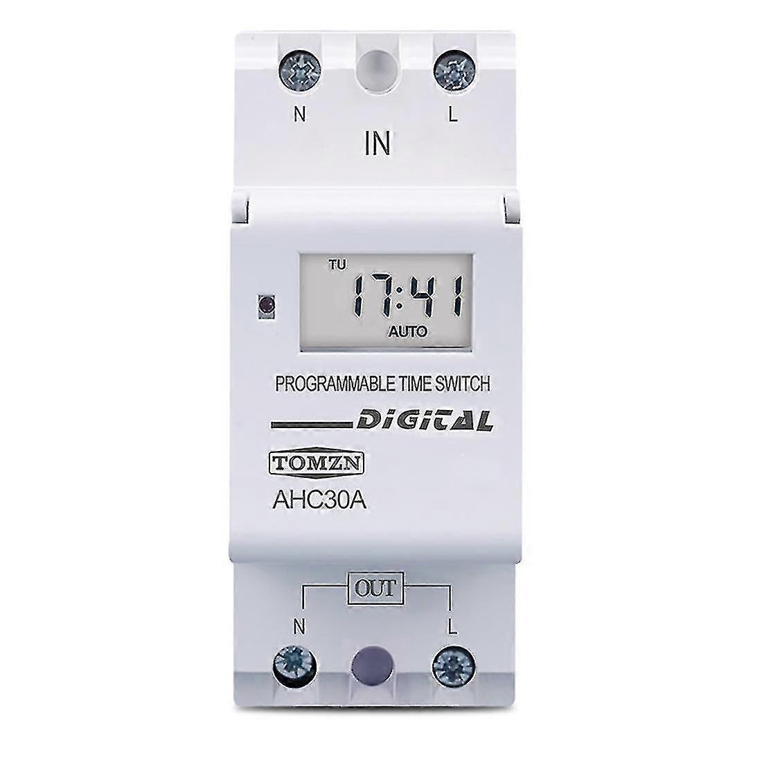 Tomzn Din Rail 2 Wire Weekly 7 Days Programmable Digital Time Switch Relay Timer Control Time Relay