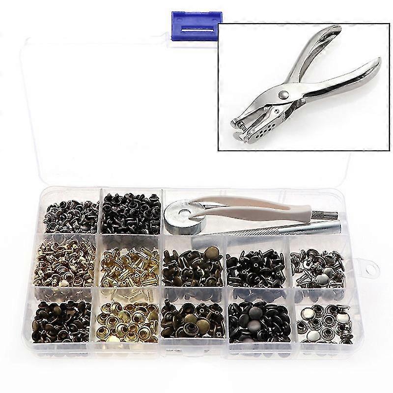 240pcs लेदर रिवेट्स सेट 2 आकार डबल कीलक ट्यूबलर धातु स्टड