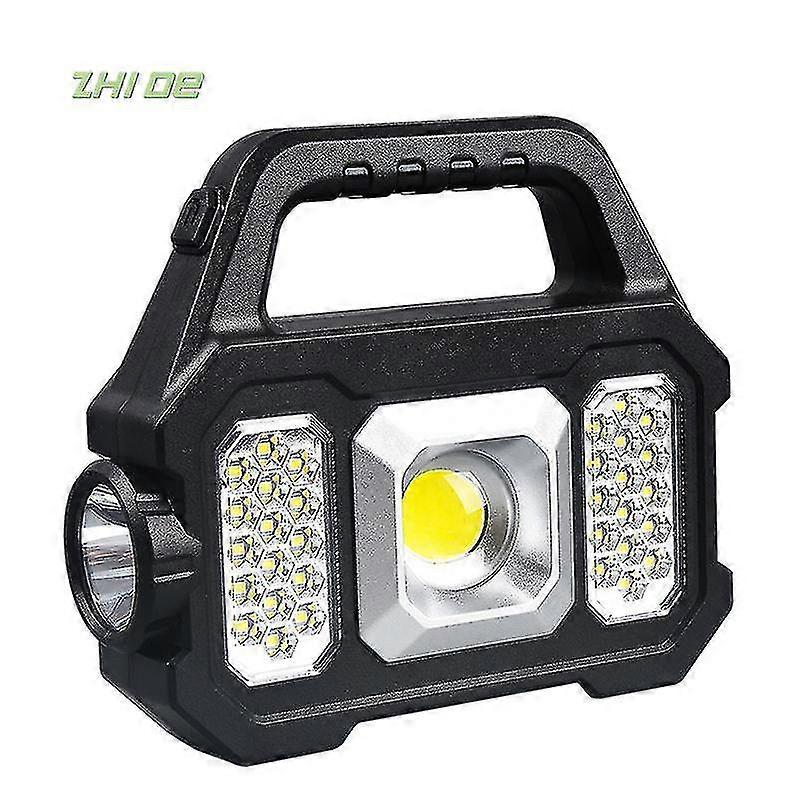 Power Display Power Output Work Light Built-in Lithium Battery Usb Charging And Solar Charging Smd Cob Led Rechargeable Torch