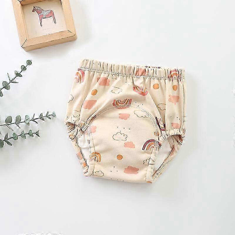 Söta tryckta småbarnsbyxor Tvättbara underkläder Pojke Flicka Tygblöjor Återanvändbara blöjor Spädbarn Andningsbara Trosor L 110 (9-18kg) regnbåge