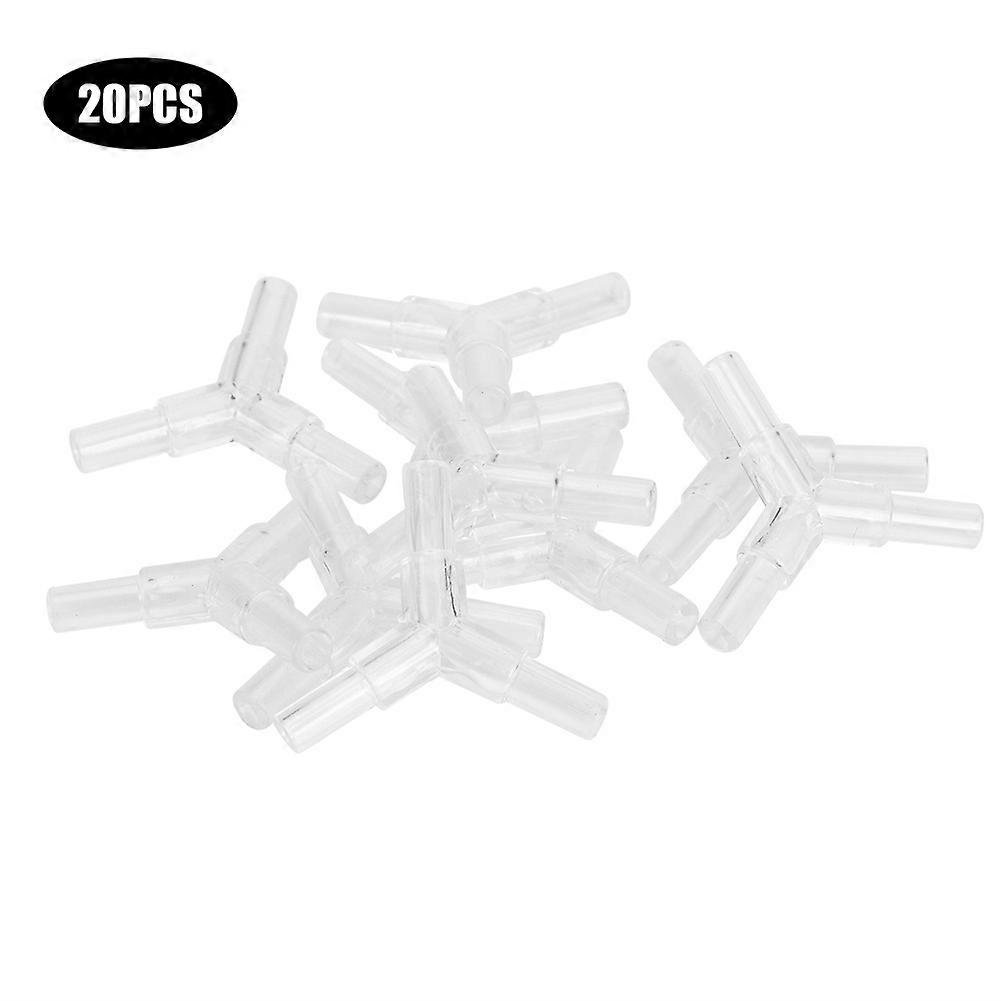 20pcs Clear Acrylic 3 Way Aquarium Pipe Fittings Y Shape Air Pump Connector Soft Tee Connector