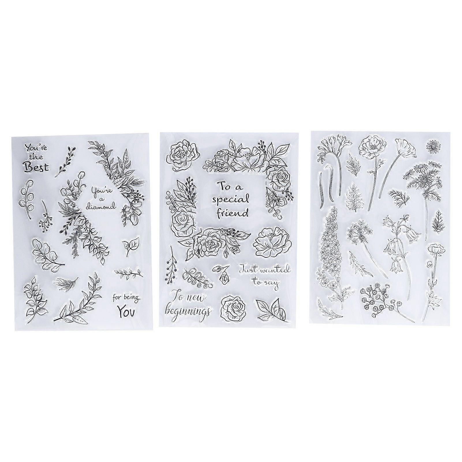 3Pcs Clear Stamp Healthy Material Easy Operation Reusable Unique Pattern Widely Used Transparent Stamp